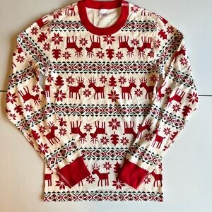 Hanna Andersson Adult Christmas Red and White Reindeer Pajama Top Size XS